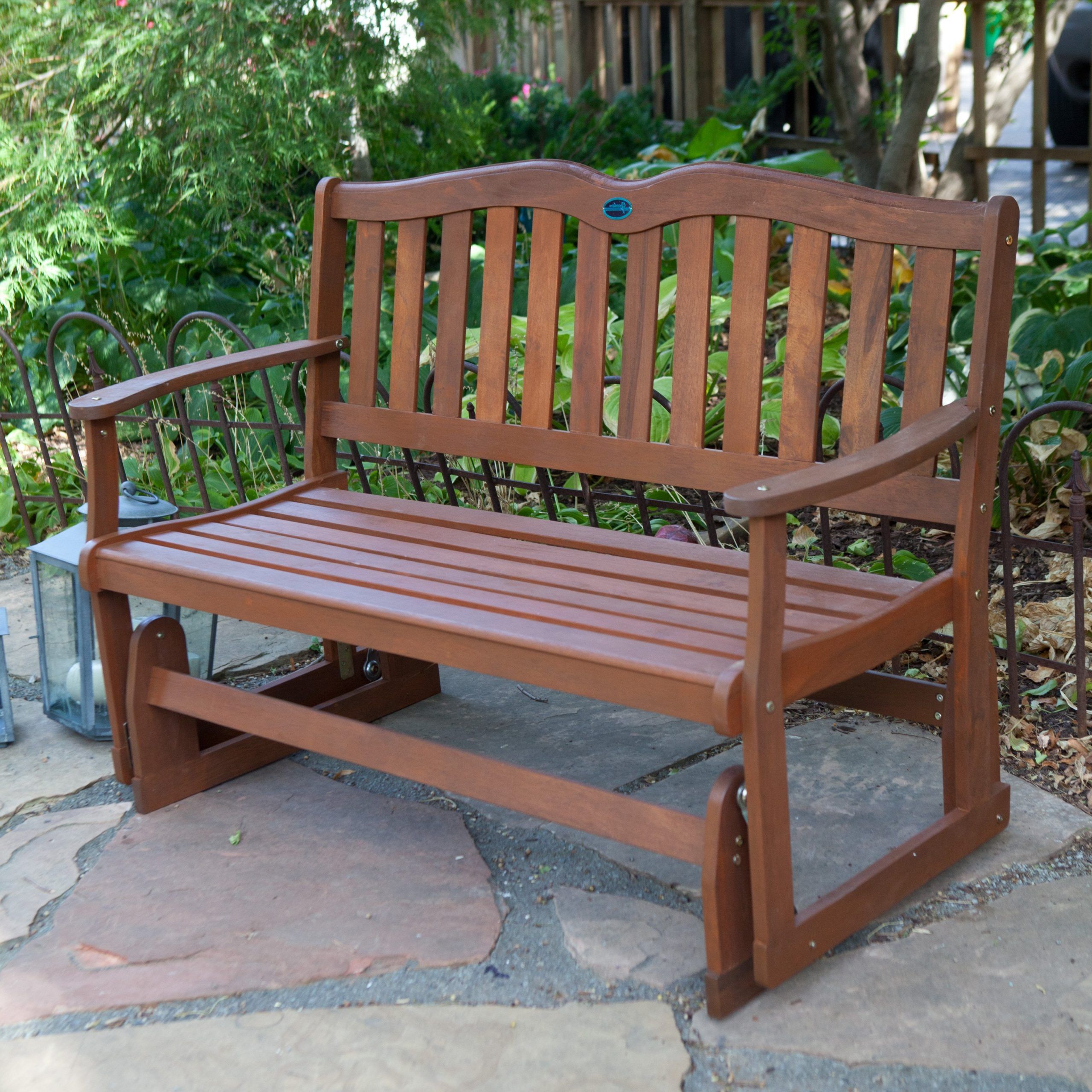 Well Known Loveseat Glider Benches With Cushions With Regard To Natural Wood Outdoor Patio Jordan Manufacturing Alpine Ft (View 21 of 30)