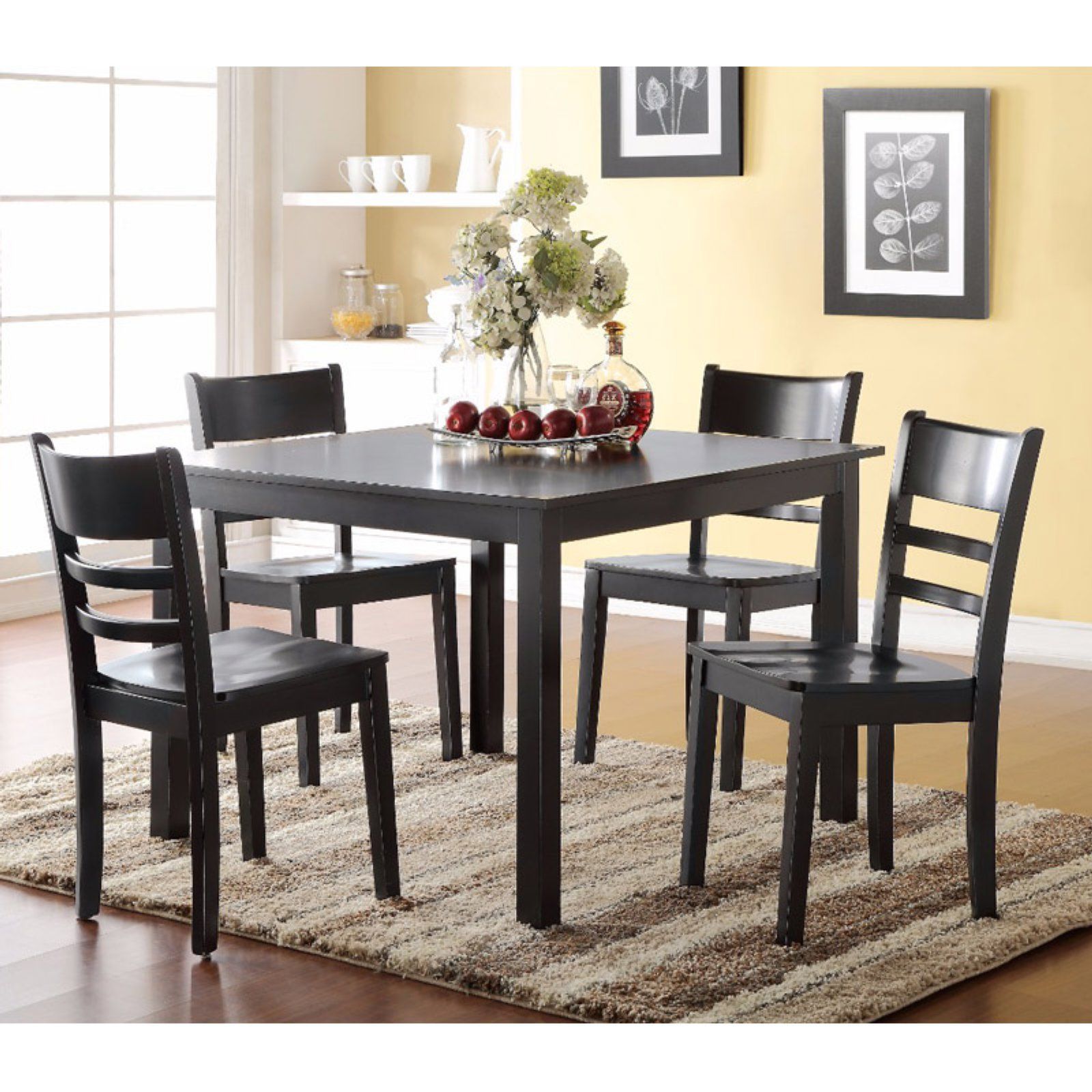 Well Known Transitional 4 Seating Drop Leaf Casual Dining Tables Throughout Benzara Gracious 5 Piece Square Dining Table Set In  (View 30 of 30)