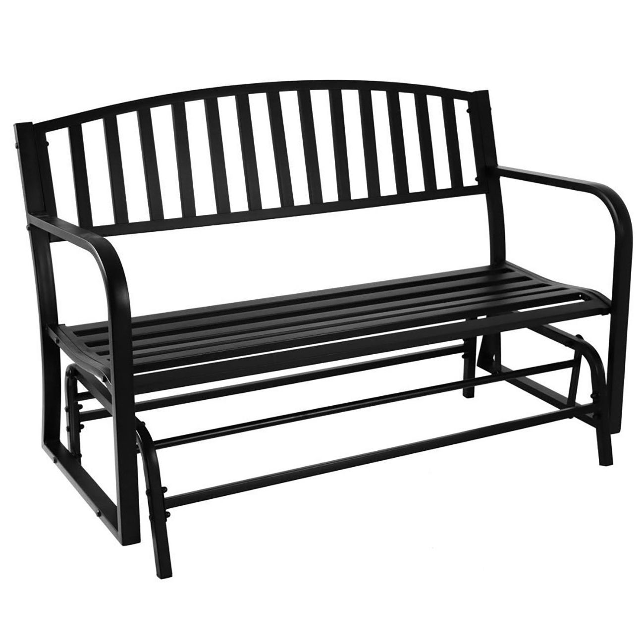 Widely Used Belleze 50" Outdoor Garden Bench Glider Rocker Seat Swing, Black With Regard To Black Outdoor Durable Steel Frame Patio Swing Glider Bench Chairs (View 15 of 30)