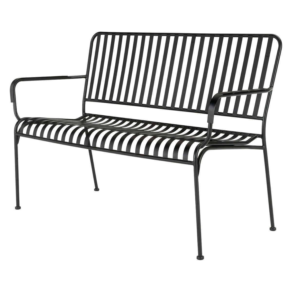 Alvah Slatted Cast Iron And Tubular Steel Garden Benches Pertaining To Most Recently Released Indu Black Metal Slatted Garden Bench With Arms (View 21 of 30)