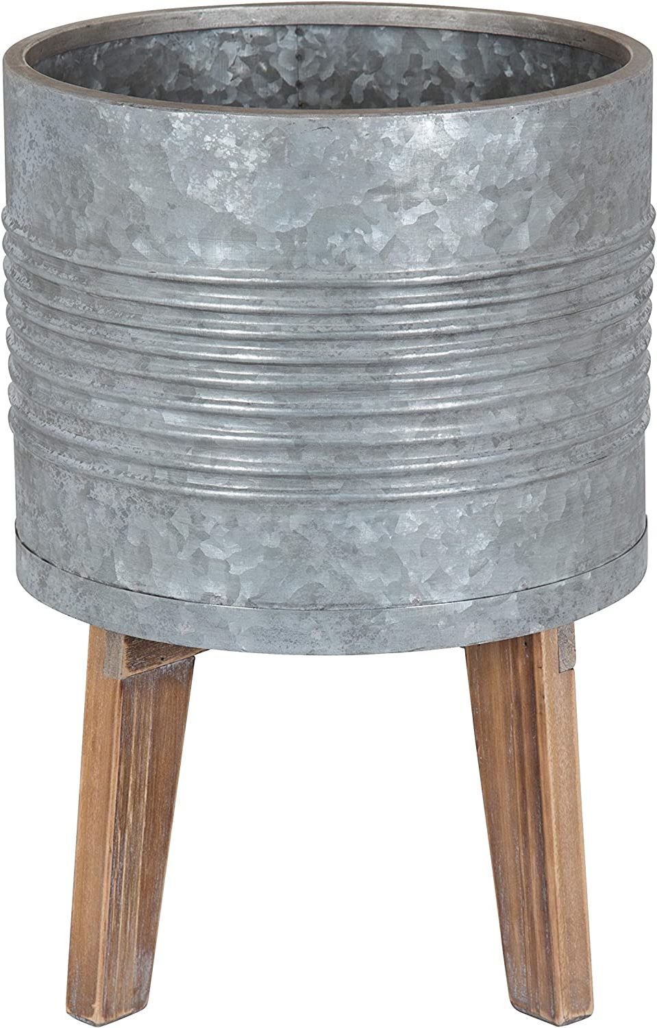 Bracey Garden Stools Pertaining To Latest Kate And Laurel Gavri Casual Farmhouse Galvanized Metal Planter With Rustic  Wood Stand (View 23 of 30)