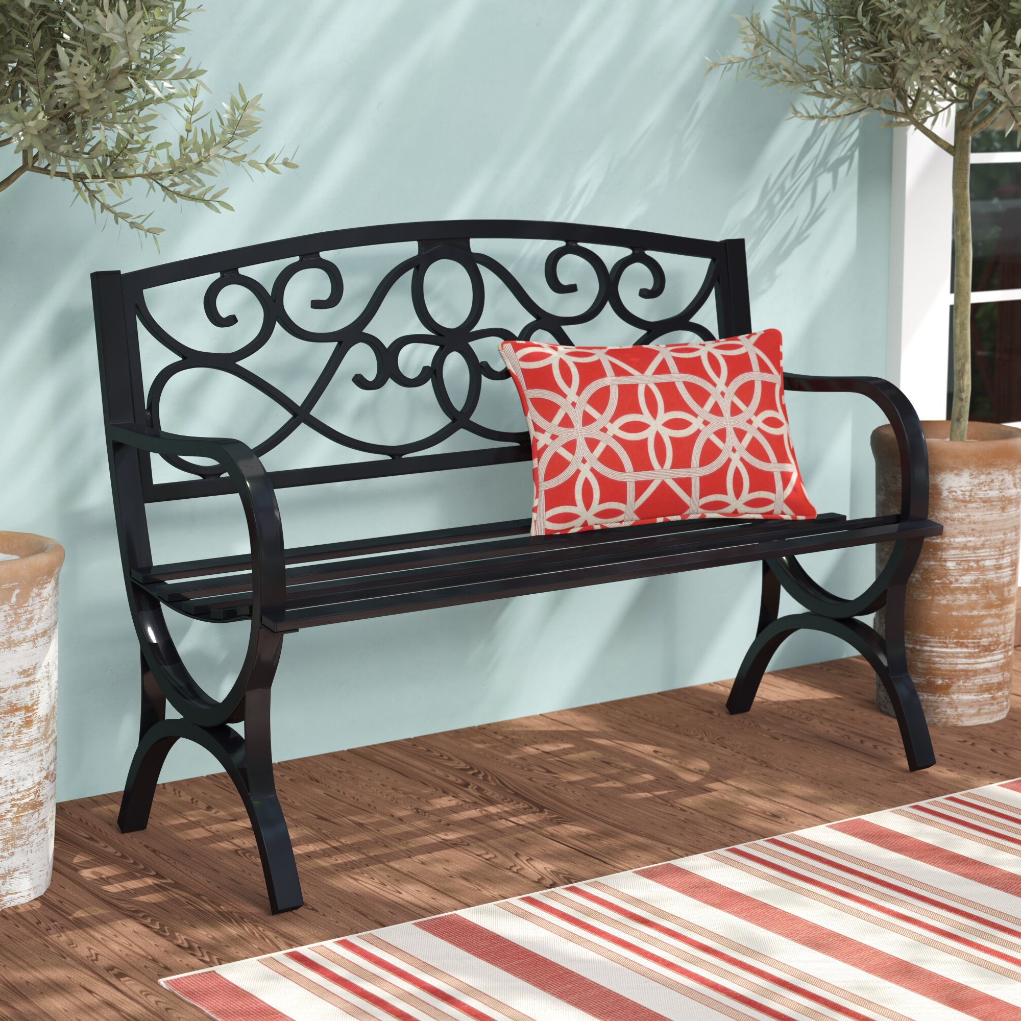 Famous Alvah Slatted Cast Iron And Tubular Steel Garden Benches With Outdoor Benches You'll Love In  (View 26 of 30)
