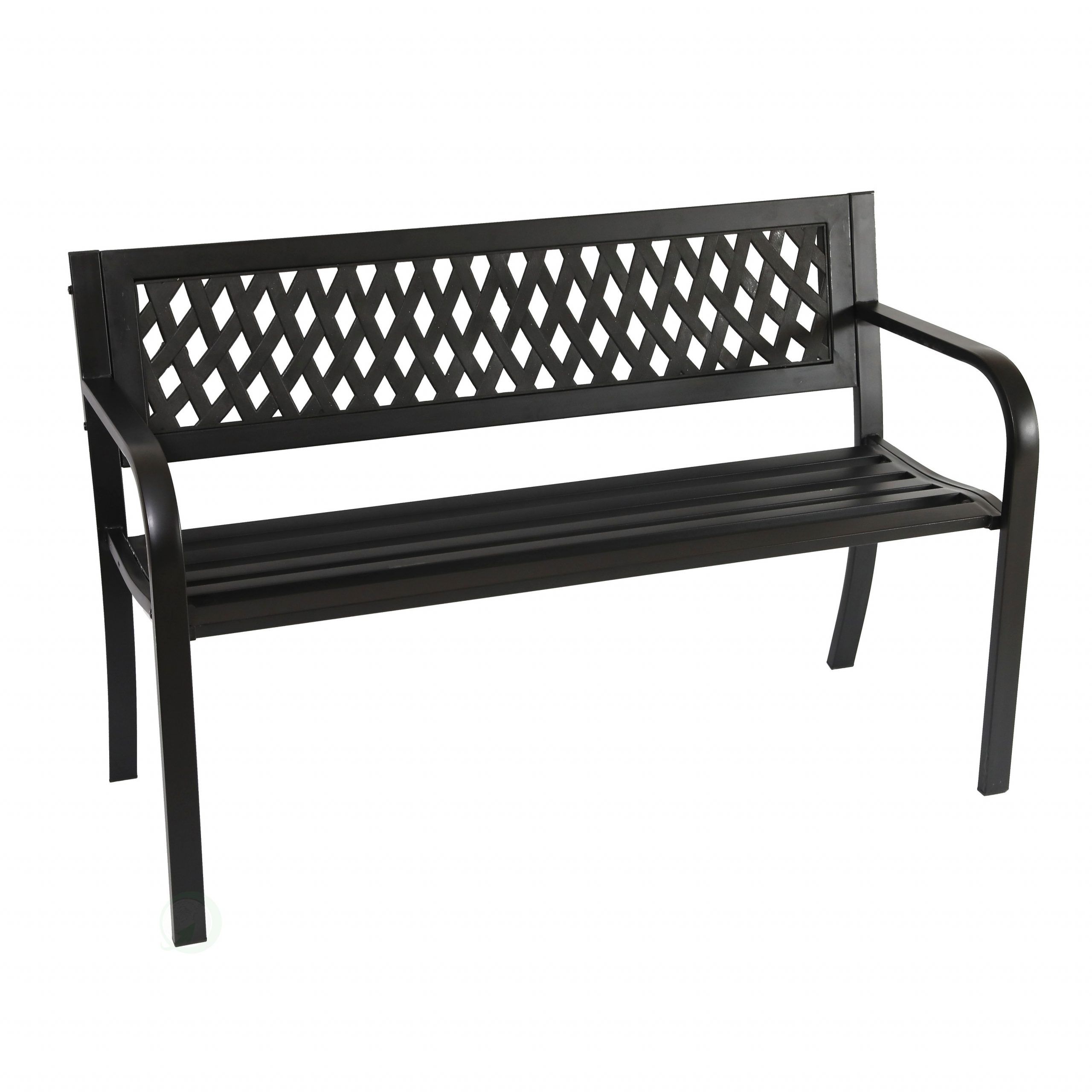 Gardenised Black Patio Garden Park Yard 47" Steel Bench With Plastic Back Within 2020 Celtic Knot Iron Garden Benches (View 29 of 30)