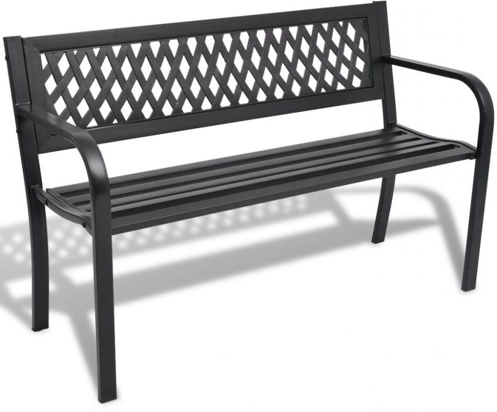 H4home Outdoor Metal Bench Black (View 4 of 30)