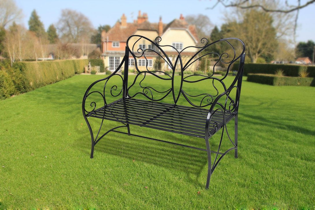 Metal Antique Outdoor Garden Bench Leisure Butterfly Bench, Black In 2020 Caryn Colored Butterflies Metal Garden Benches (View 23 of 30)