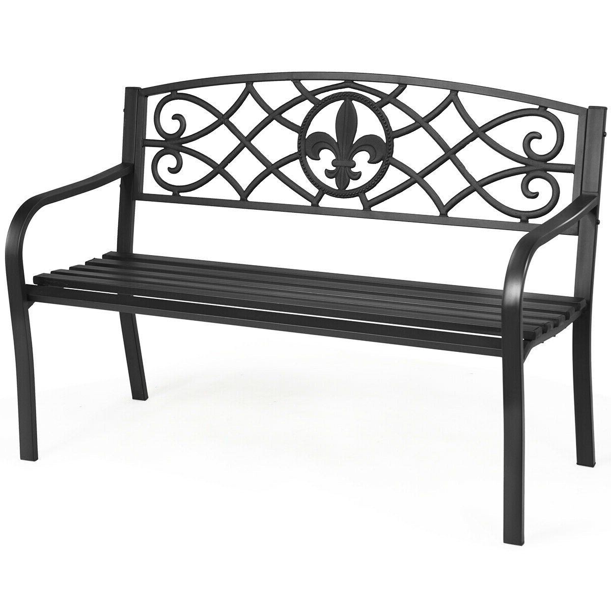 Most Popular Ishan Steel Park Benches Pertaining To Patio Park Yard Outdoor Furniture Steel Bench (View 8 of 30)