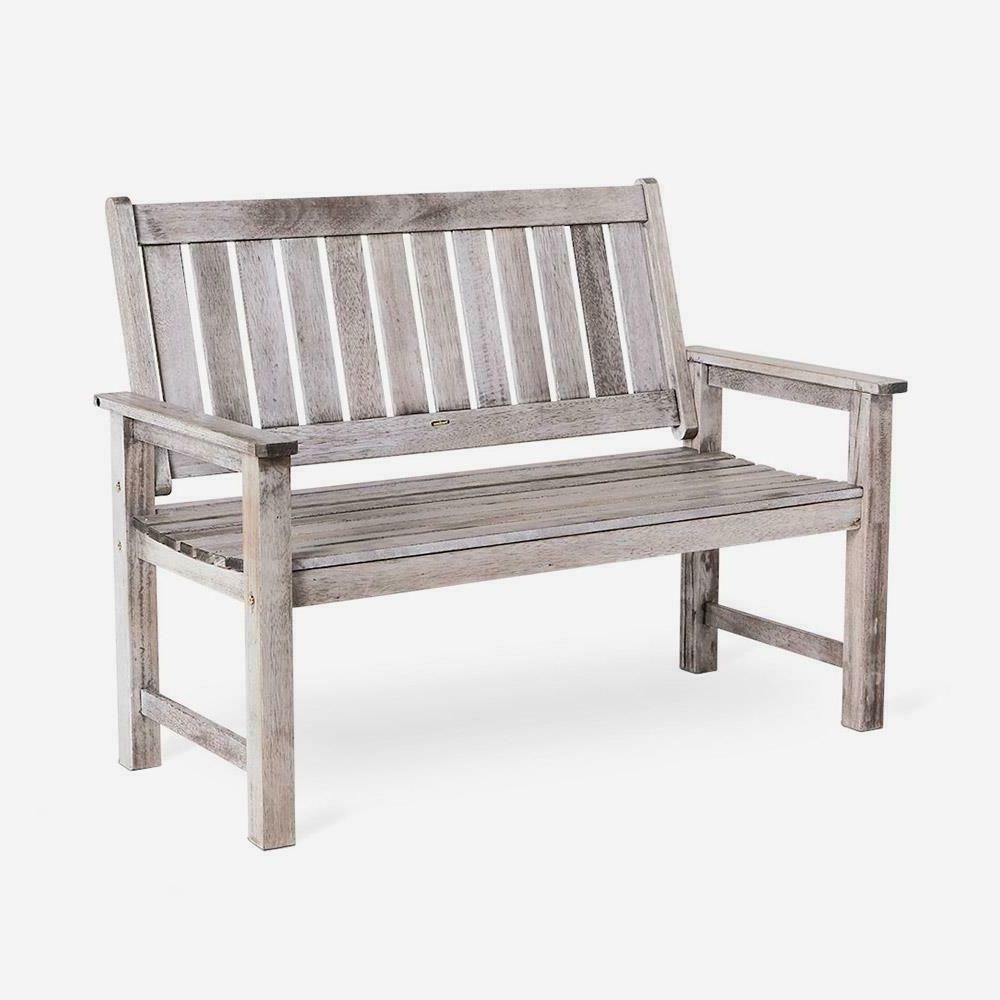 Most Recently Released Elsner Acacia Garden Benches Pertaining To Outdoor Patio Deck Seater Grey Garden Bench Seat (View 11 of 30)