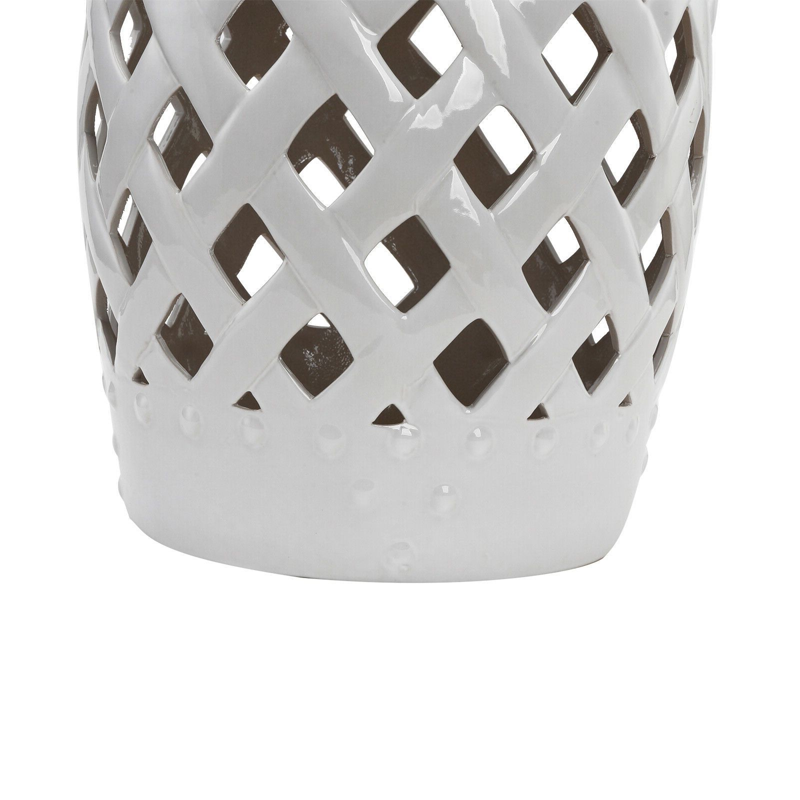 Most Recently Released Standwood Metal Garden Stools Throughout Outsunny Modern Ceramic Lattice Garden Stool Accent Table Decorative White (View 24 of 30)