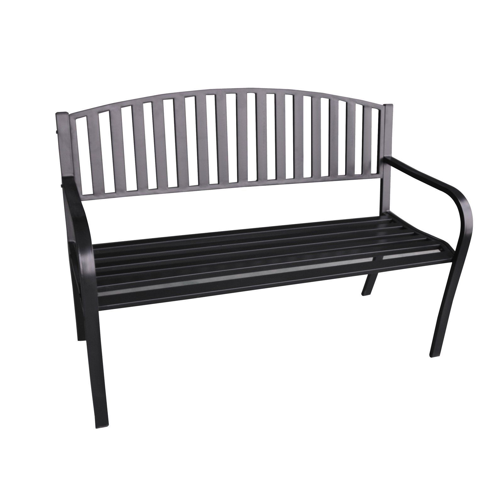 Pettit Steel Garden Benches With Recent Abble Steel Slat Back Garden Bench – Black In  (View 7 of 30)