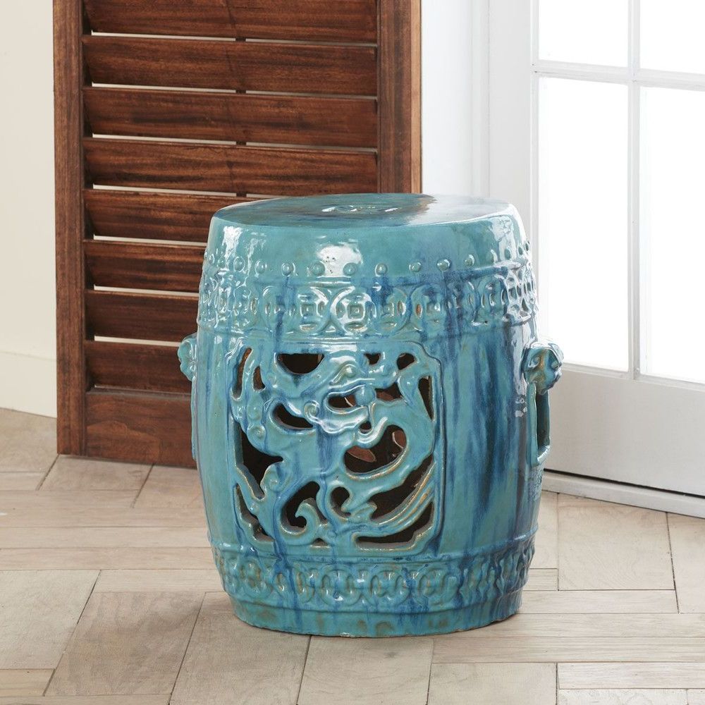Turquoise Living Room Decor, Garden With Regard To Murphy Ceramic Garden Stools (View 7 of 30)