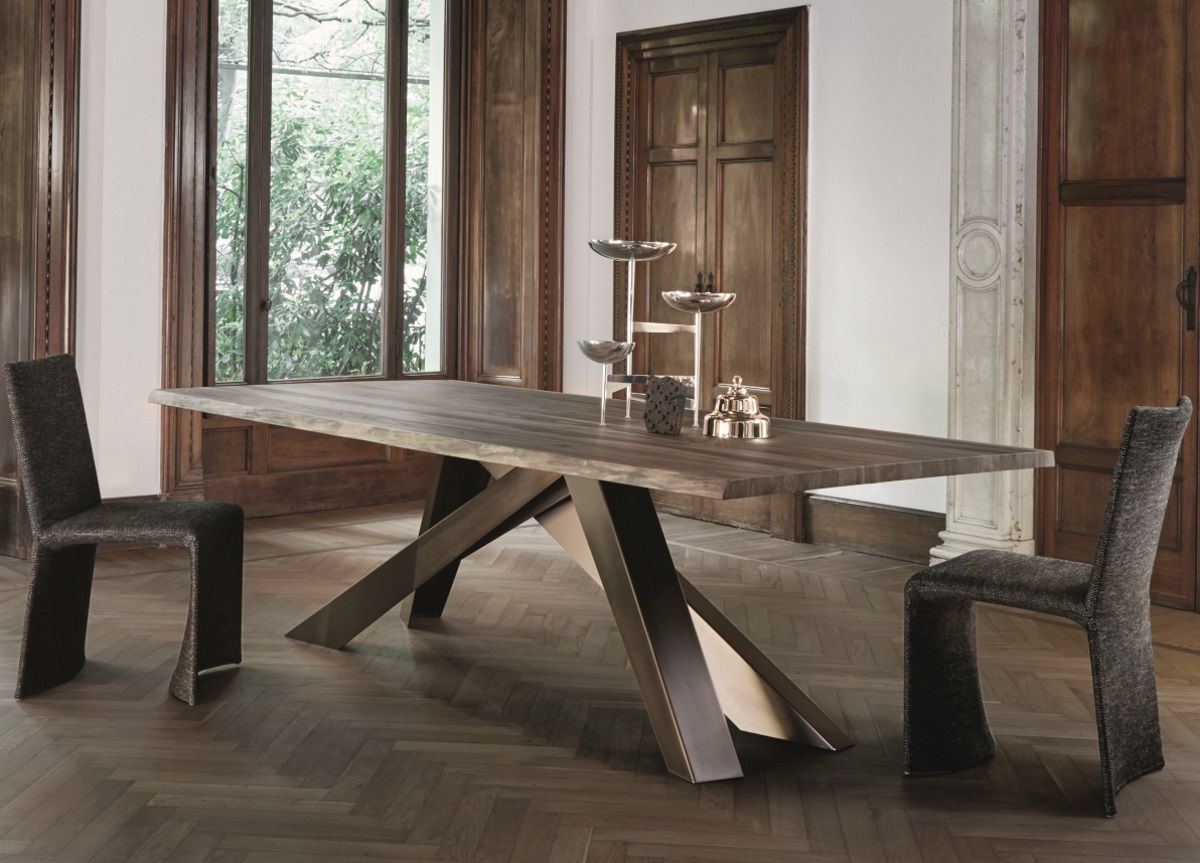 Walnut Solid Wood Garden Benches For Famous Bonaldo Big Dining Table In American Walnut With Natural Edges (View 26 of 30)