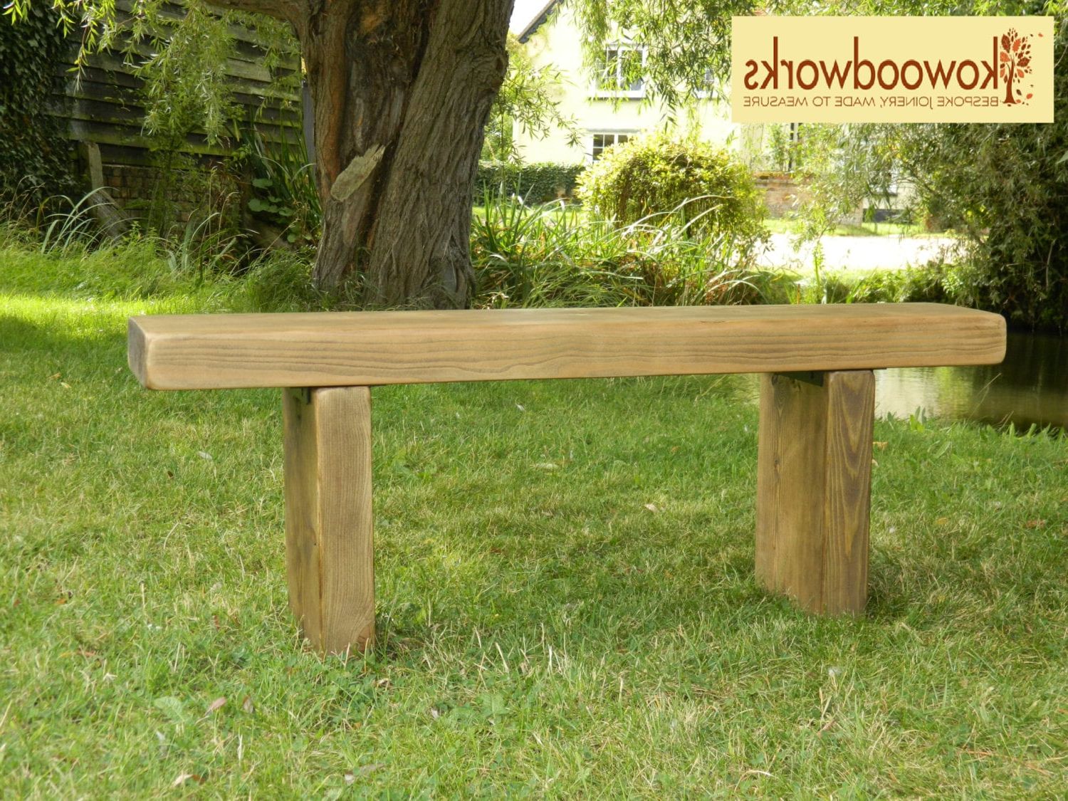 Well Liked Chunky Rustic Solid Pine Garden Bench Seat Intended For Walnut Solid Wood Garden Benches (View 5 of 30)