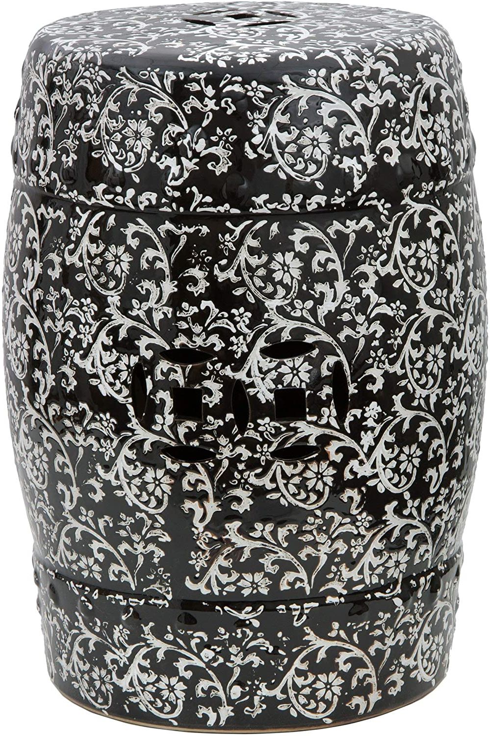 Well Liked Swanson Ceramic Garden Stools Throughout Oriental Furniture Porcelain Garden Stool, 18 Inch, Black/white Floral (View 16 of 30)
