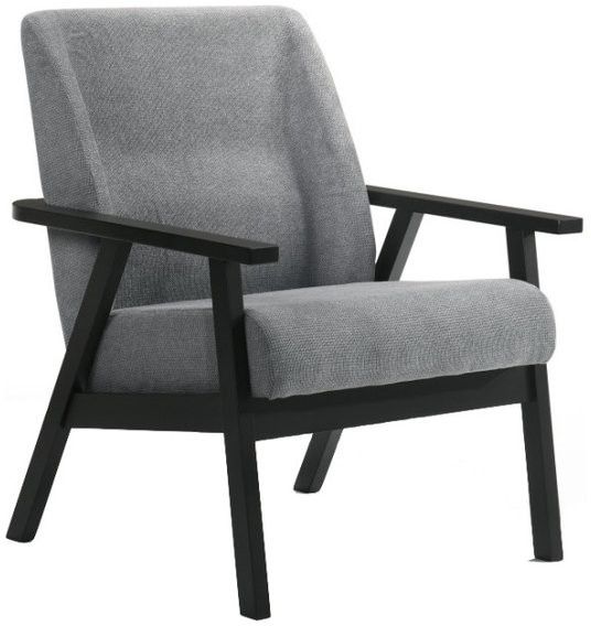 2020 Modrest Borden Modern Black And Gray Fabric Accent Chair Inside Indianola Modern Barrel Chairs (View 8 of 30)