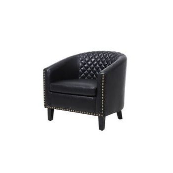 Accent Barrel Chair Living Room Chair With Nailheads And Regarding Well Known Gilad Faux Leather Barrel Chairs (View 7 of 30)