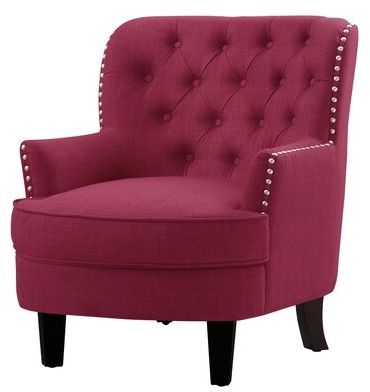 Best And Newest Lenaghan Wingback Chair Fabric: Scarlet Red Linen With Liston Faux Leather Barrel Chairs (View 26 of 30)