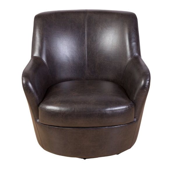 Brown Leather Look Chairs In Famous Gilad Faux Leather Barrel Chairs (View 15 of 30)