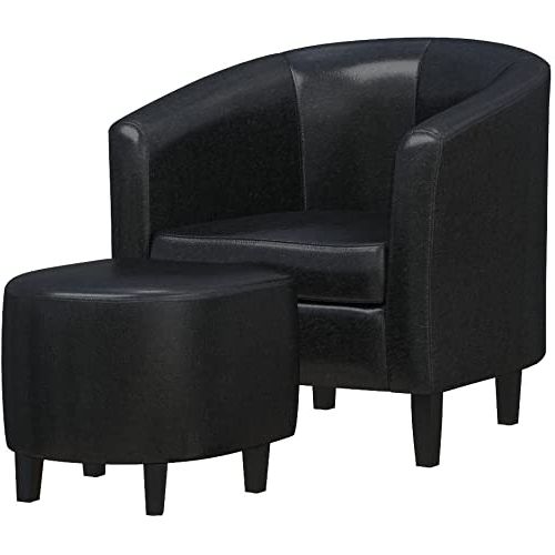 Coaster Home Furnishings Barrel Back Accent Chair With Ottoman Dark Brown  And Black Within Current Chaithra Barrel Chair And Ottoman Sets (View 10 of 30)