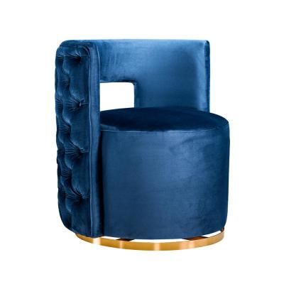 Famous Boyel Living Blue Movable And Interesting Seat Velvet Electroplate Living  Room Swivel Barrel Chair – Home Depot Regarding Didonato Tufted Velvet Armchairs (View 26 of 30)