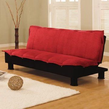 Famous Perz Tufted Faux Leather Convertible Chairs Throughout Lifestyle Solutions Serta Charmaine Convertible Sofa – Red (Photo 16 of 30)