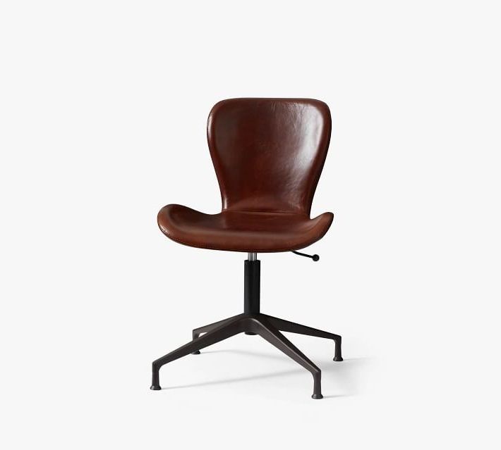 Fashionable Burke Leather Swivel Desk Chair For Hazley Faux Leather Swivel Barrel Chairs (View 14 of 30)