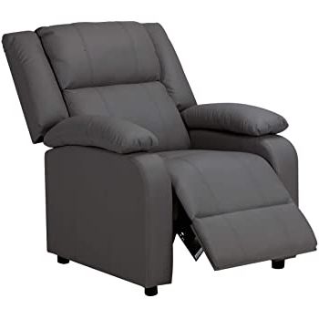 Favorite Hawastar Singe Recliner Chair, Manual Reclining Sofa Armchair, Push Back  Chair Leather Couch (grey) Intended For Selby Armchairs (View 17 of 30)