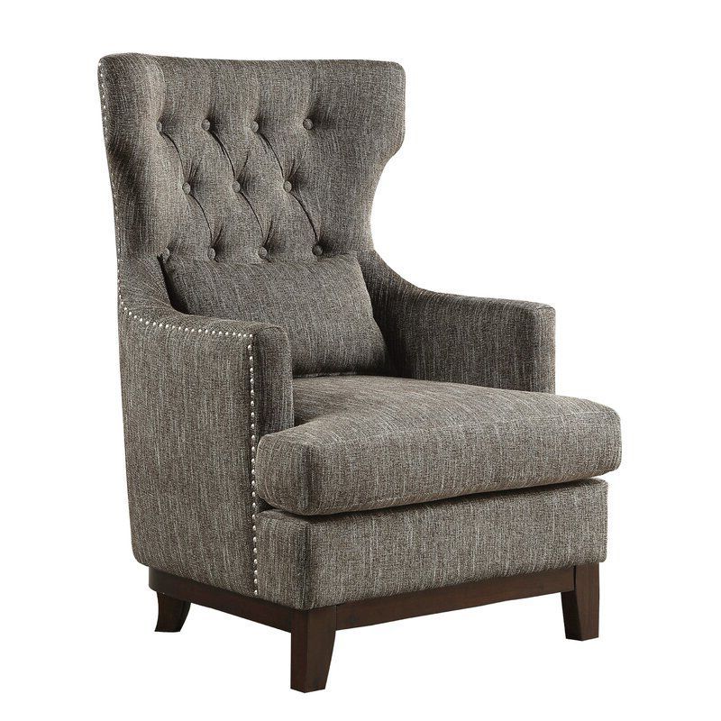 Galesville Tufted Polyester Wingback Chairs Throughout Most Popular Ridgemark Fabric Upholstered Wingback Chair (View 8 of 30)