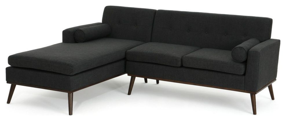 Gdf Studio 2 Piece Sophia Fabric Sectional Sofa, Muted Dark Gray Inside Latest Zalina Swivel Armchairs (View 22 of 30)