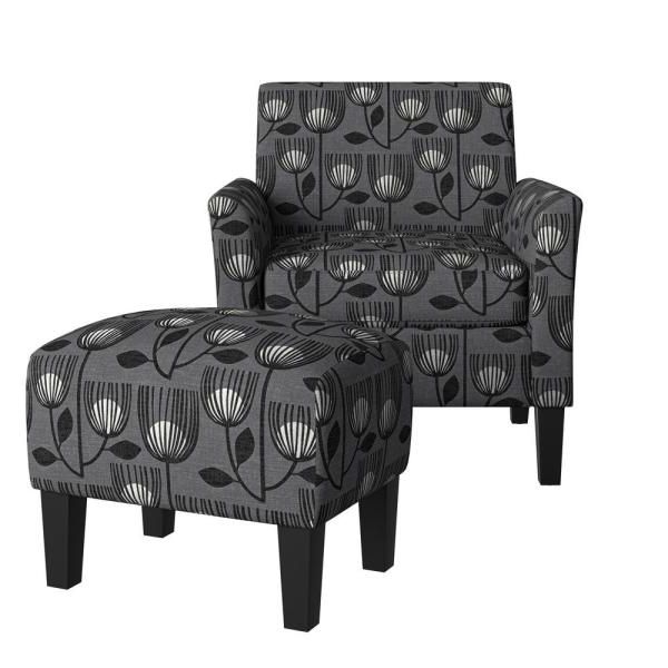 Handy Living Mimi Rose Half Round Charcoal Gray Modern Tulip Regarding Recent Modern Armchairs And Ottoman (View 19 of 30)