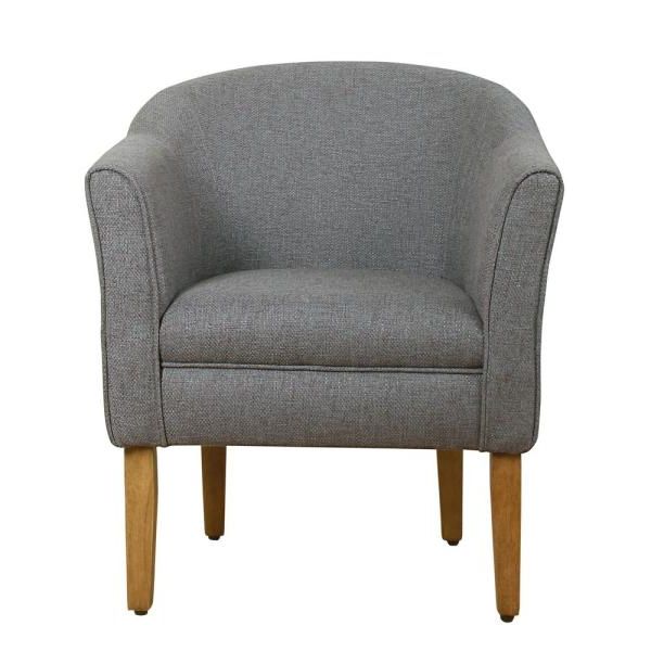 Homepop Chunky Barrel Shaped Charcoal Textured Accent Chair For Recent Danow Polyester Barrel Chairs (View 4 of 30)
