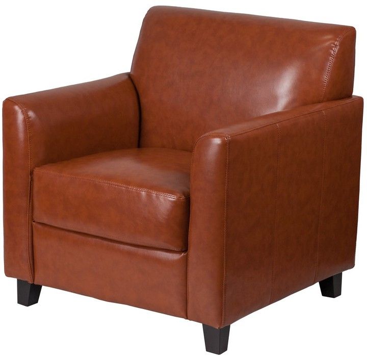 Latest Bsd National Supplies Benville Modern Cognac Leather Guest Chair Regarding Jarin Faux Leather Armchairs (View 21 of 30)