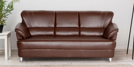 Louisiana 3 Seater Sofa In Brown Colour Throughout Well Known Louisiana Barrel Chairs And Ottoman (View 16 of 30)