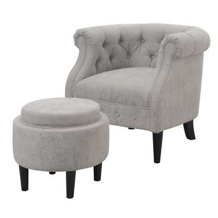 Michalak Cheswood Armchairs And Ottoman For Most Recent Gallagher Barrel Chair And Ottoman – Wayfair (View 23 of 30)