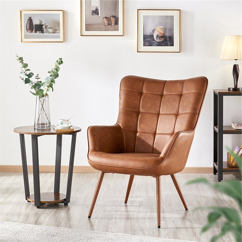 Most Current Marisa Faux Leather Wingback Chairs Regarding Marisa 28" W Faux Leather Wingback Chair (View 1 of 30)