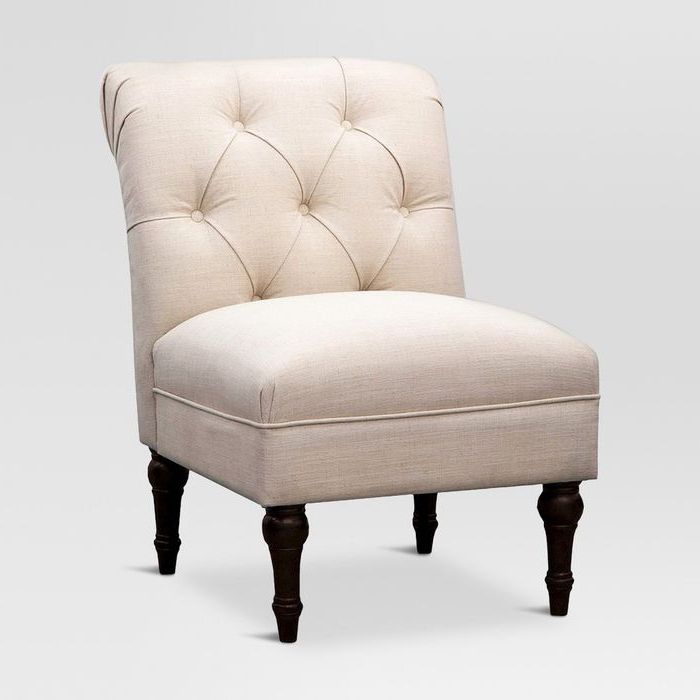 Most Popular Upholstered Chair Tufted Slipper Linen – Beige – Threshold, Linen Beige –  Target Within Maubara Tufted Wingback Chairs (View 23 of 30)