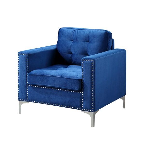 Most Recent Blue Velvet Chair For Didonato Tufted Velvet Armchairs (View 21 of 30)