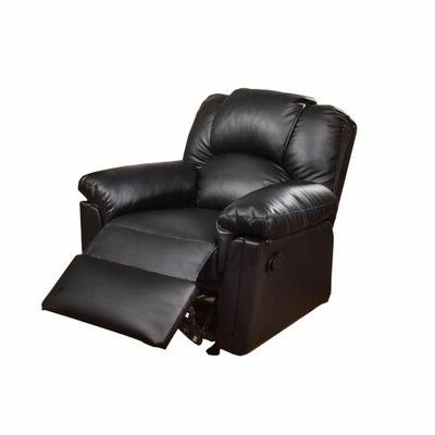 Most Recent Lacoste Faux Leather Manual Rocker Recliner Fabric: Black Faux Leather Regarding Liston Faux Leather Barrel Chairs (View 12 of 30)