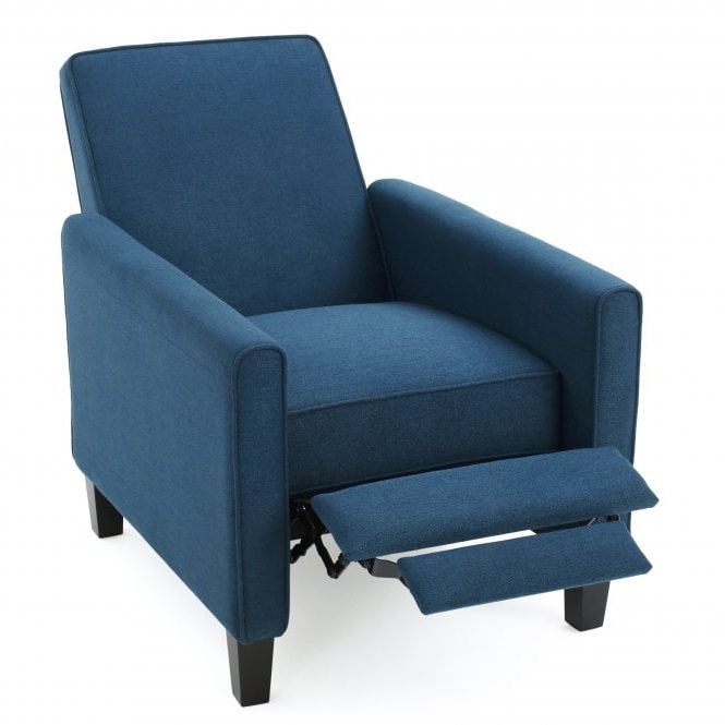 Most Recently Released Dara Armchairs For Dara Dark Blue Fabric Recliner Club Chair (View 16 of 30)