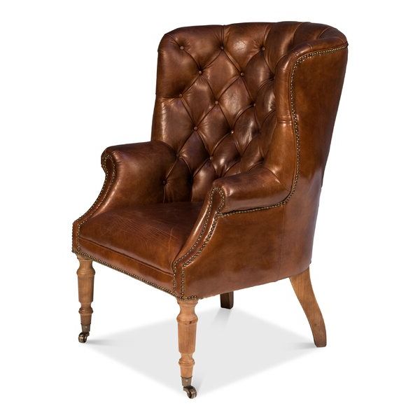 Navy Leather Chair For Well Known Sheldon Tufted Top Grain Leather Club Chairs (View 24 of 30)