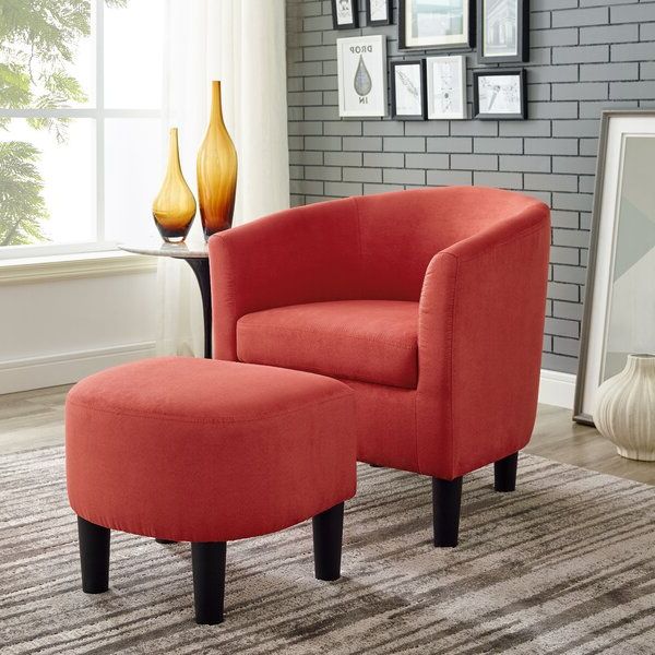 Orange Chair And Ottoman In Trendy Harmon Cloud Barrel Chairs And Ottoman (View 5 of 30)