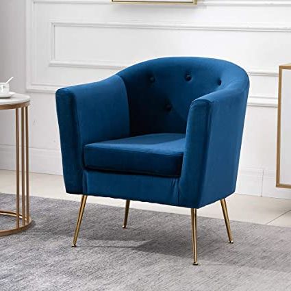 Pitts Armchairs For Newest Huisen Furniture Accent Living Room Tub Chairs Armchair For Lounge Clue  Bedroom Occasional Sofa Side Chairs With Velvet Upholstered Seat And Metal (View 12 of 30)