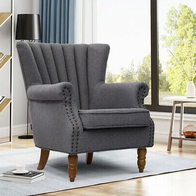 Selby Armchairs In Well Liked Furniture Grey/beige Easy Linen Fabric Retro Button Back (View 26 of 30)