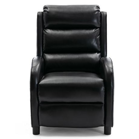 Selby Armchairs Within Most Recent Norton Leather Push Back Recliner Chair In Black (View 25 of 30)