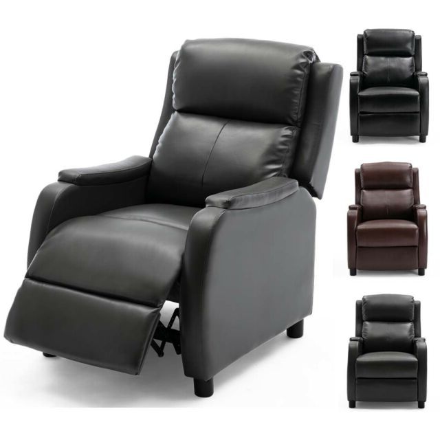 Trendy Churwell Bonded Leather Pushback Leather Recliner Chair Sofa Armchair In Selby Armchairs (View 28 of 30)
