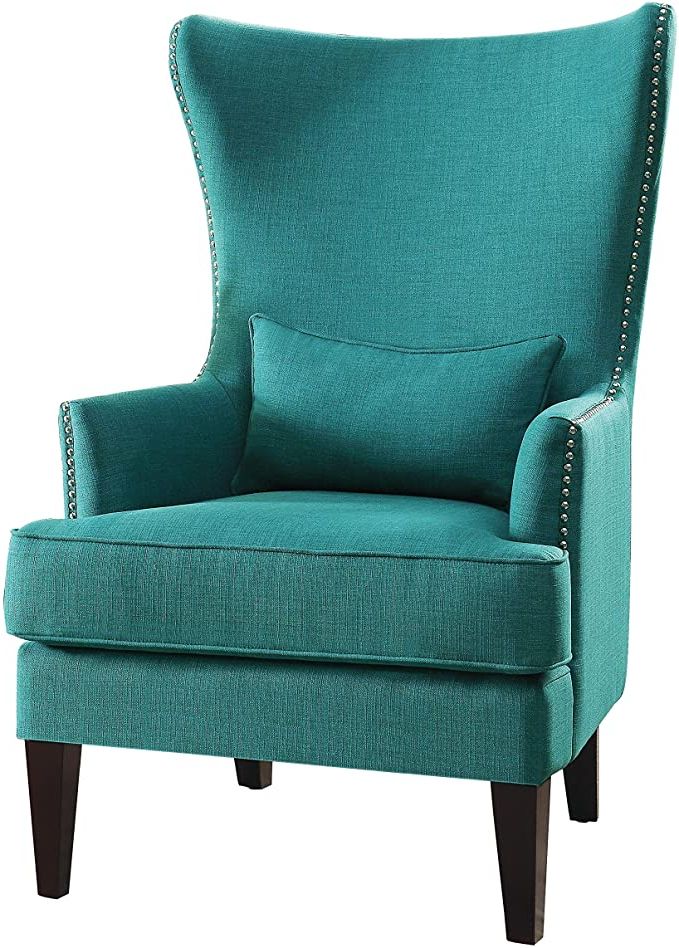 Trendy Homelegance Avina Fabric Wingback Chair, Teal Regarding Brookhhurst Avina Armchairs (View 9 of 30)