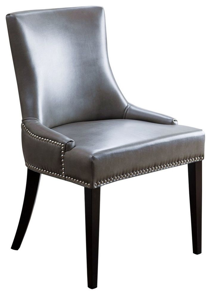 Trendy Madison Avenue Tufted Cotton Upholstered Dining Chairs (set Of 2) Pertaining To Newport Leather Nailhead Trim Dining Chair, Gray (View 28 of 30)