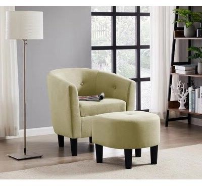Trendy Navin Barrel Chairs For Elha 25" W Polyester Blend Barrel Chair And Ottoman Body Fabric: Beige  Polyester Blend (View 29 of 30)