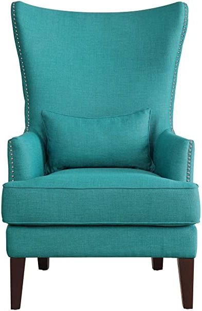 Well Liked Brookhhurst Avina Armchairs With Homelegance Avina Fabric Wingback Chair, Teal (View 22 of 30)