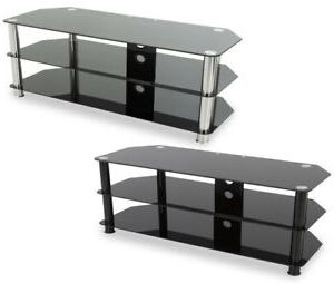 2020 Avf Universal Black Glass Tv Stand 1250mm For Tvs 32" To Inside Whittier Tv Stands For Tvs Up To 60" (View 22 of 30)