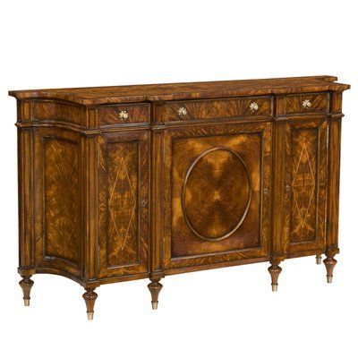 Concave 64" Wide 3 Drawer Mahogany Wood Sideboard (View 18 of 30)